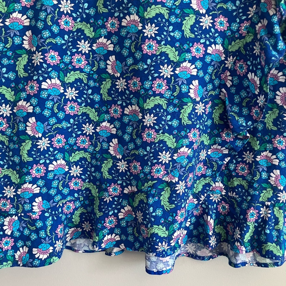 LOFT Blue Floral Faux Wrap Ruffled Skirt Size 4 (Measures like a 6) - Picture 7 of 12